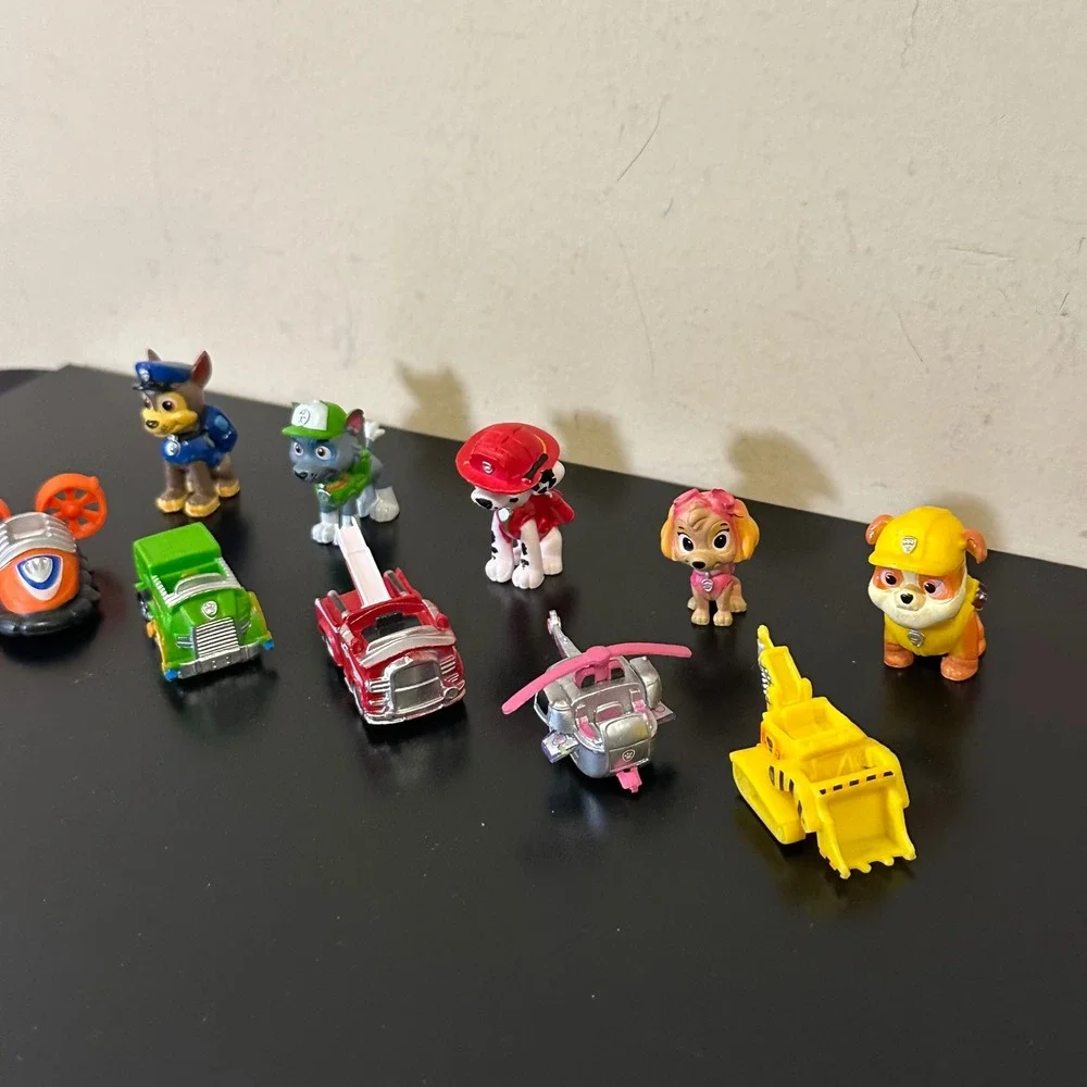 Paw Patrol Mini Figures and Vehicles Lot Chase Marshall Skye Rubble Rocky